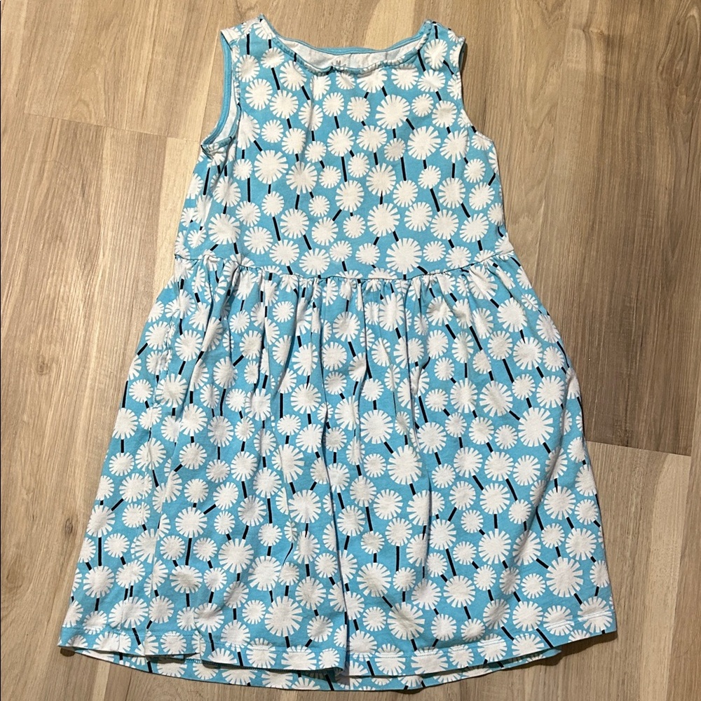 Primary Blue Floral Kids Dress - 8-9
